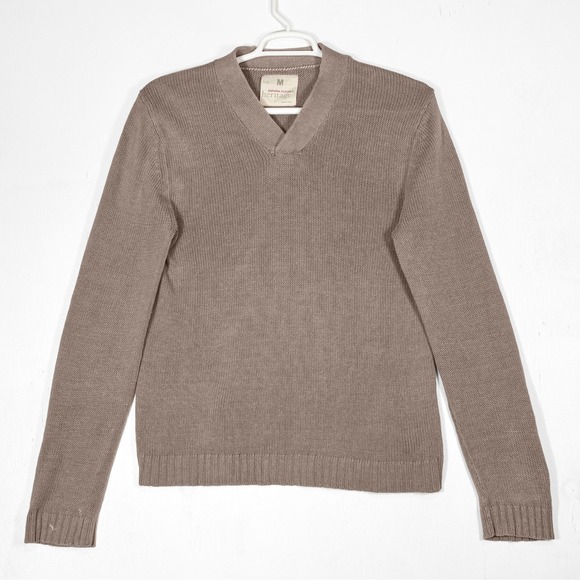 Banana Republic Other - Banana Republic Heritage V-Neck Sweater Mens M Taupe Linen Blend Quiet Luxury